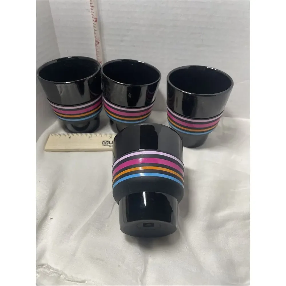 Nespresso Set of 4 Black Lungo Cups Geckeler Michels Touch Collection D1722